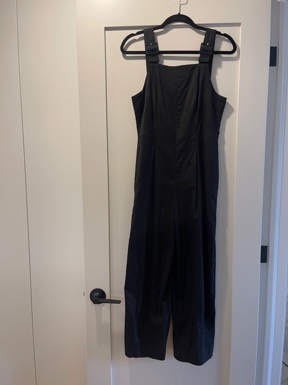Club Monaco Black Wide-Leg Overalls with Buckle Straps